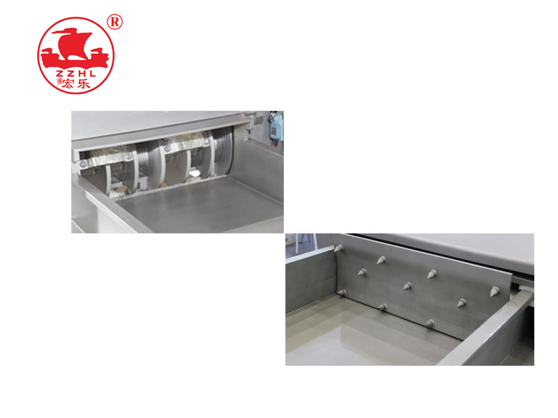 The side of the frozen slicing machine